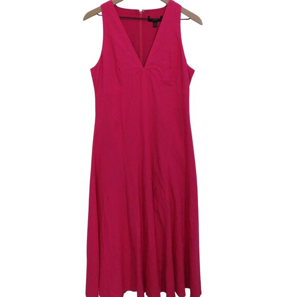 Banana Republic Women 6 Paradise Pink Linen Blend Seamed Midi Dress Sleeveless - Picture 1 of 5